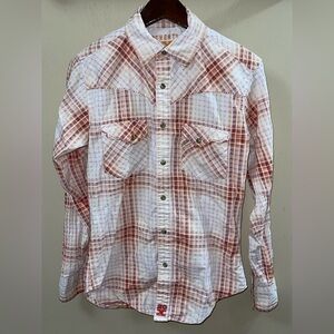 TWENTY X - 20X Orange/White/Red MARBLE SNAP Western Cowboy Size Small